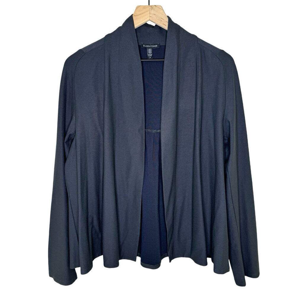 Eileen Fisher Womenโs Stretch Washable Open Front Long Sleeve Jacket Size Large